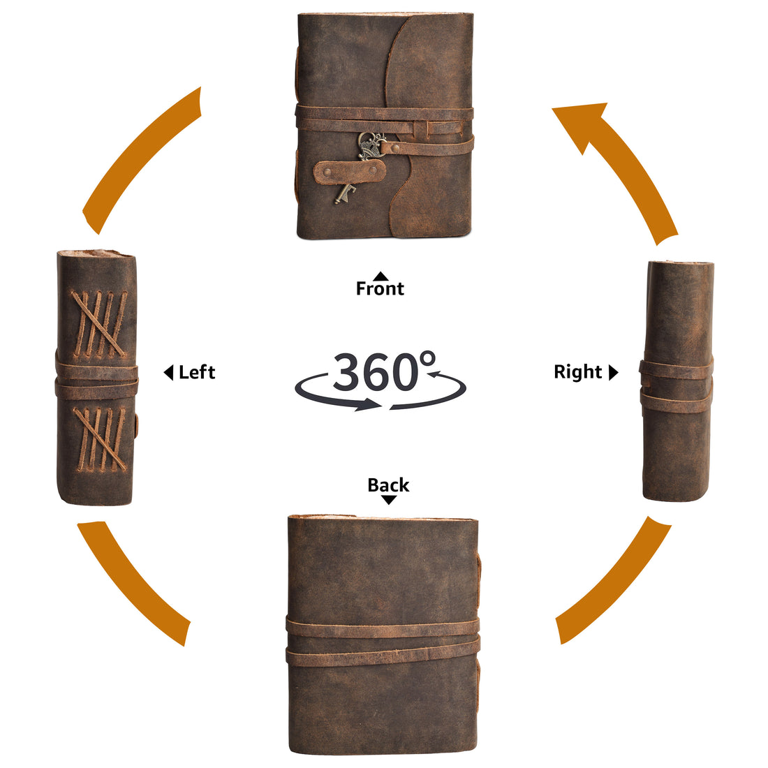 HANDCRAFTED VINTAGE LEATHER JOURNAL WITH ANTIQUE KEY - BOOK OF SHADOWS JOURNAL FOR MEN & WOMEN