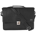 Leather Messenger Bag for Men & Women - Black