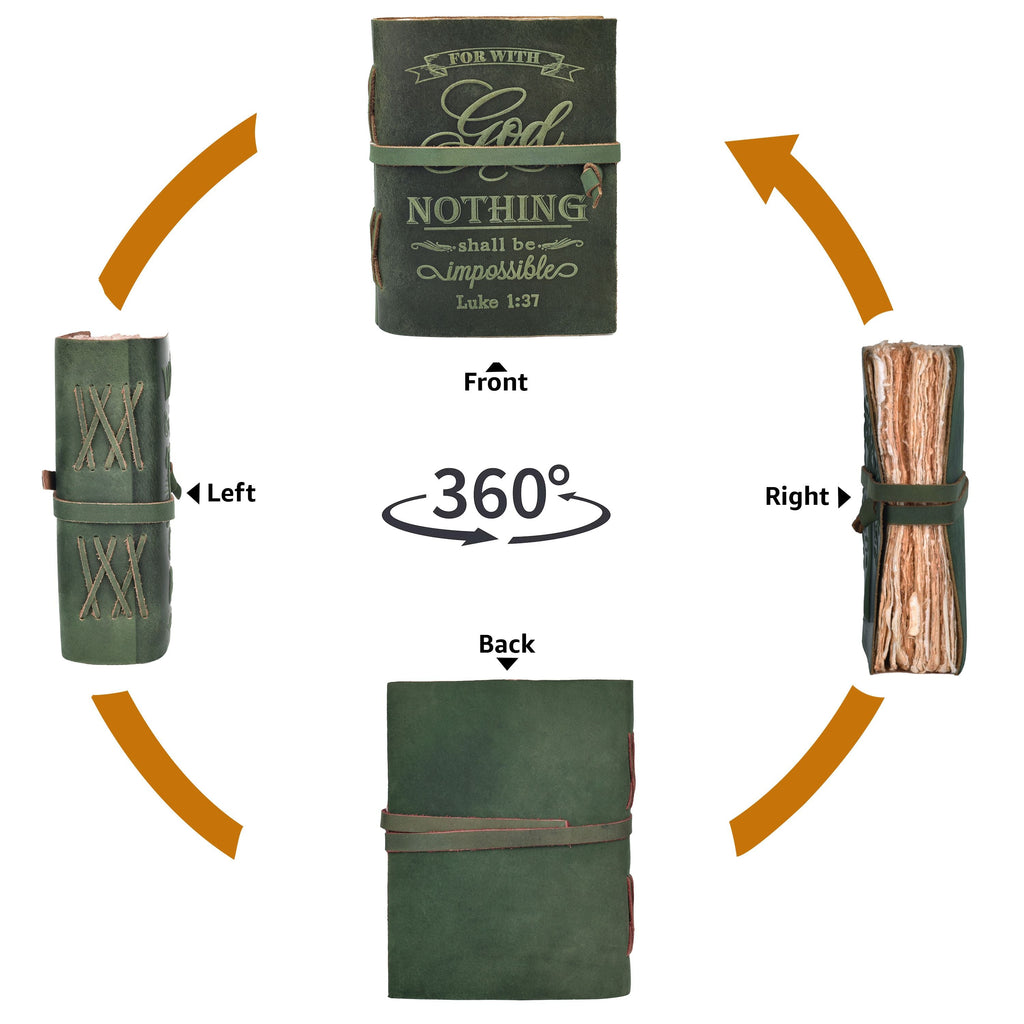 Leather Village aqua handcrafted leather bible journal