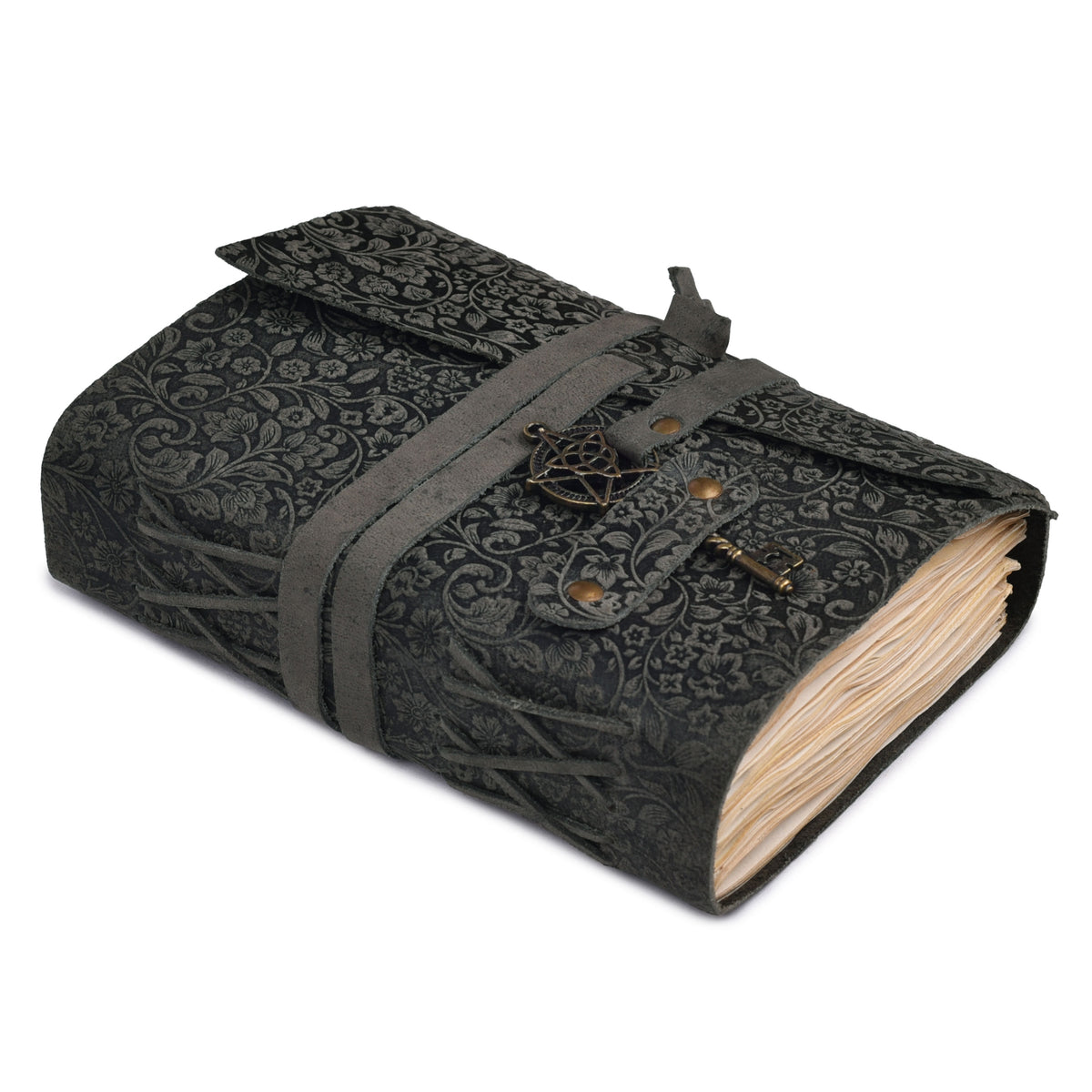 Leather Bound Journal Floral Embossed Notebook - 260 Page- 7"X5"- Vintage Paper Writing Journal Sketchbook