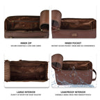 Brown Carbon Fiber  Leather Toiletry Bag For Travel