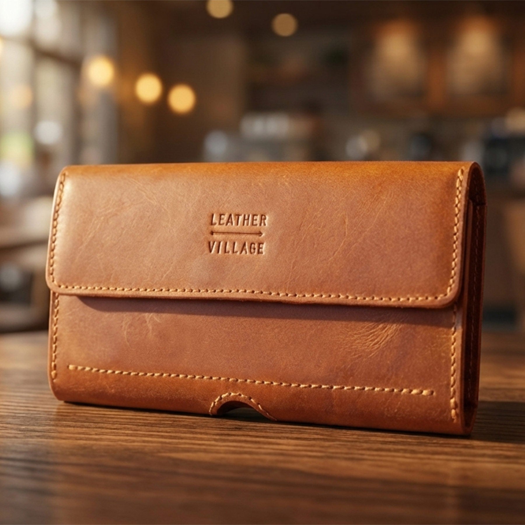 Leather Phone Belt Pouch - Tan