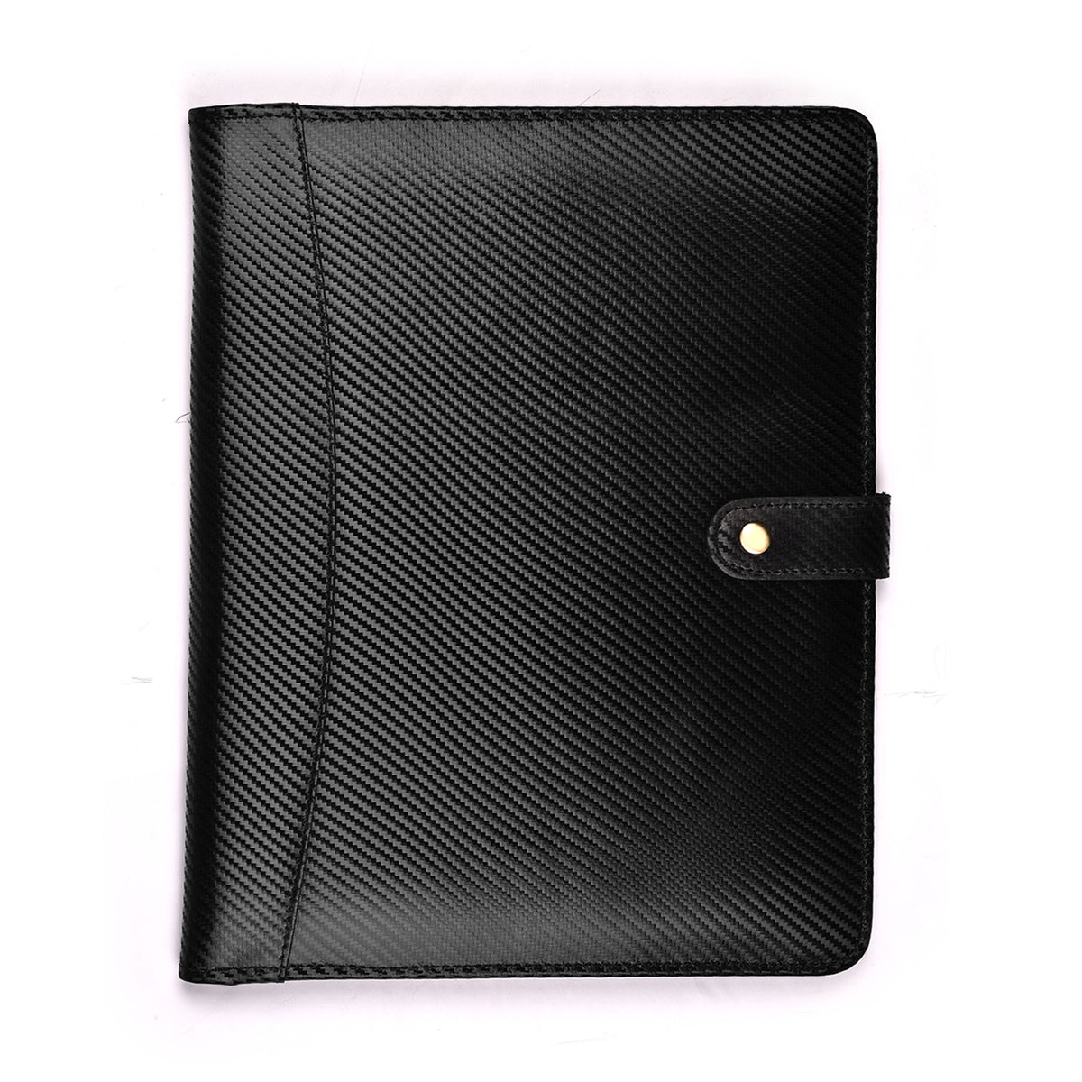 Portfolio Professional Organizer – Carbon Leather Padfolio Resume Folder for A4 Letter Pad with Pen Holder, Business Card Slots & Writing Pad – Ideal for Men & Women