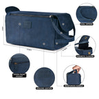 Leather Toiletry Bag for Travel - Blue