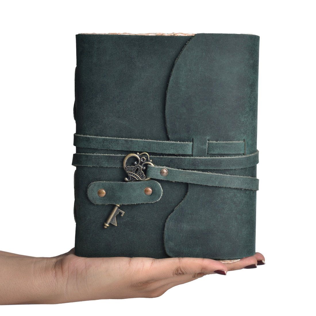 HANDCRAFTED VINTAGE LEATHER JOURNAL WITH ANTIQUE KEY - BOOK OF SHADOWS JOURNAL FOR MEN & WOMEN