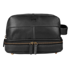 Leather Village Premium Black Leather Dopp Kit Travel Organizer Bag