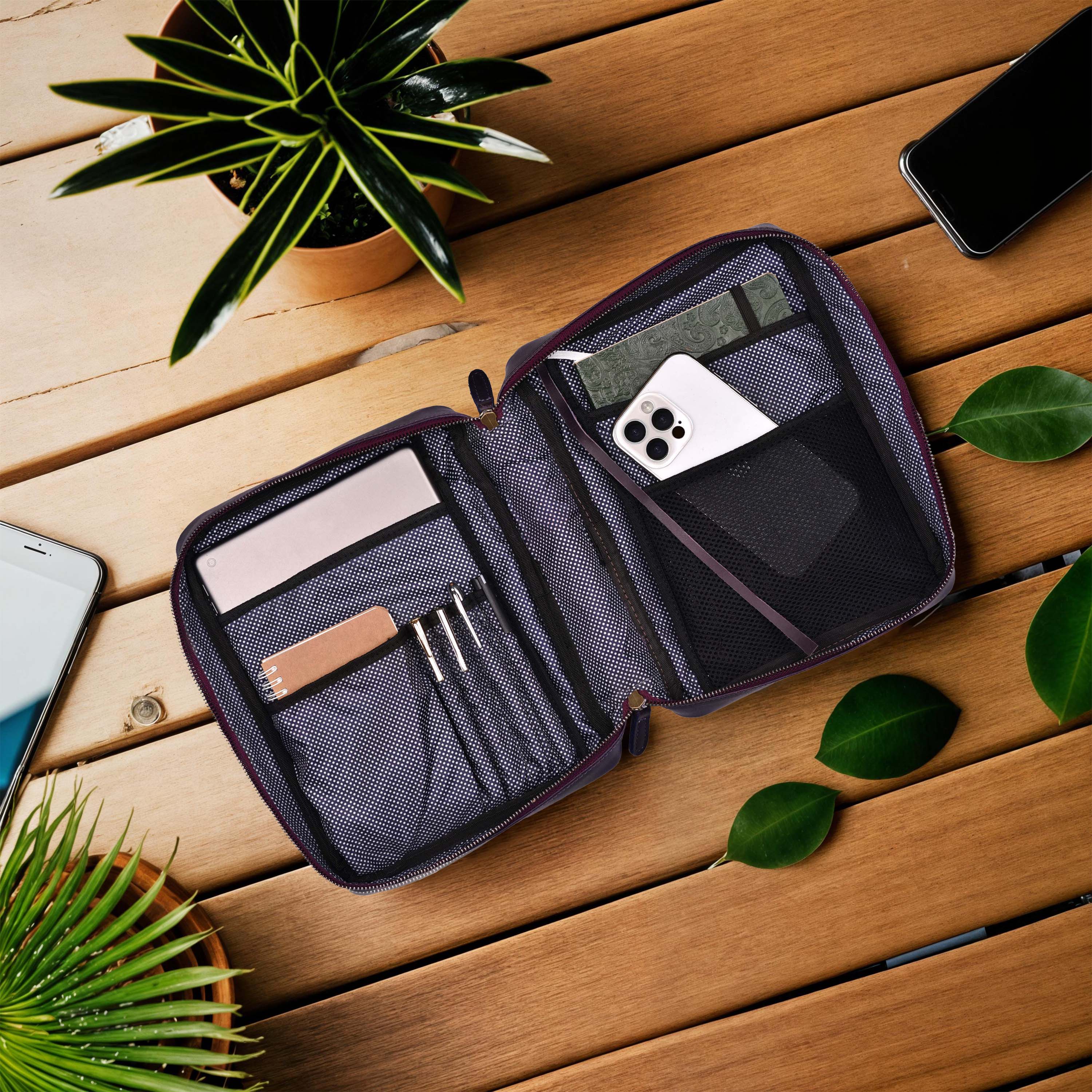 Purple Leather Bible Cover with Zipper - Protective Bible Case Leather Village