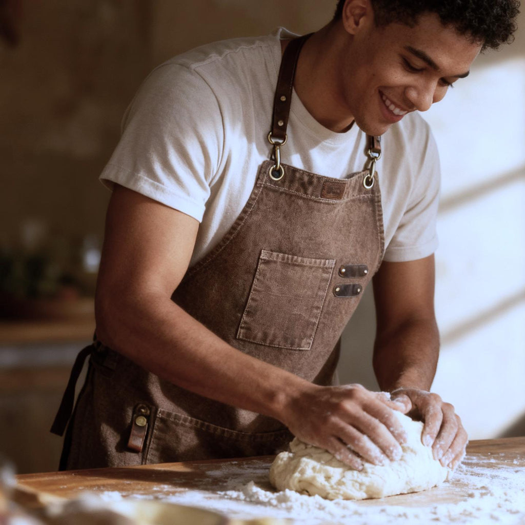 Canvas Cross-Back Work Apron for Men - Brown