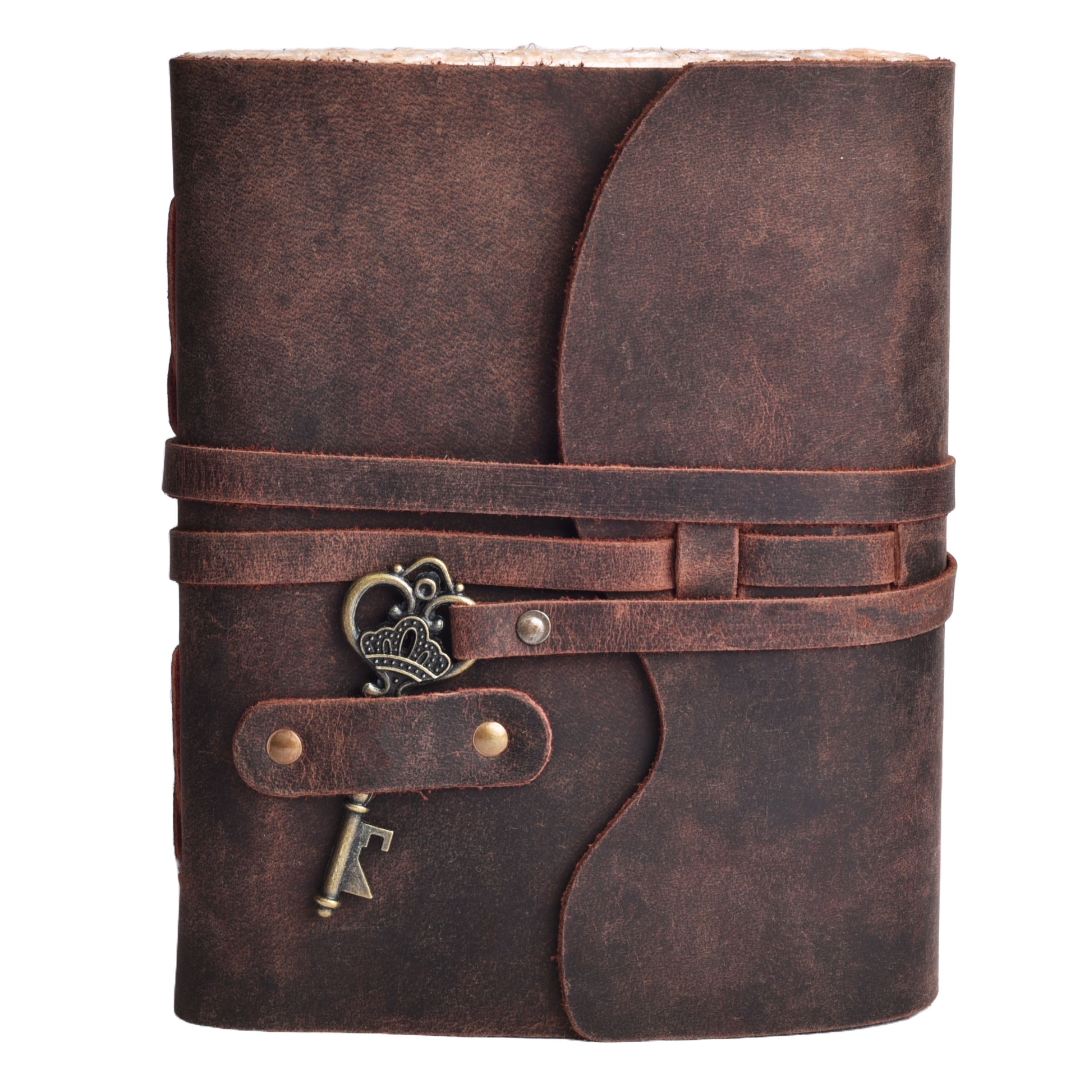 HANDCRAFTED VINTAGE LEATHER JOURNAL WITH ANTIQUE KEY - BOOK OF SHADOWS JOURNAL FOR MEN & WOMEN