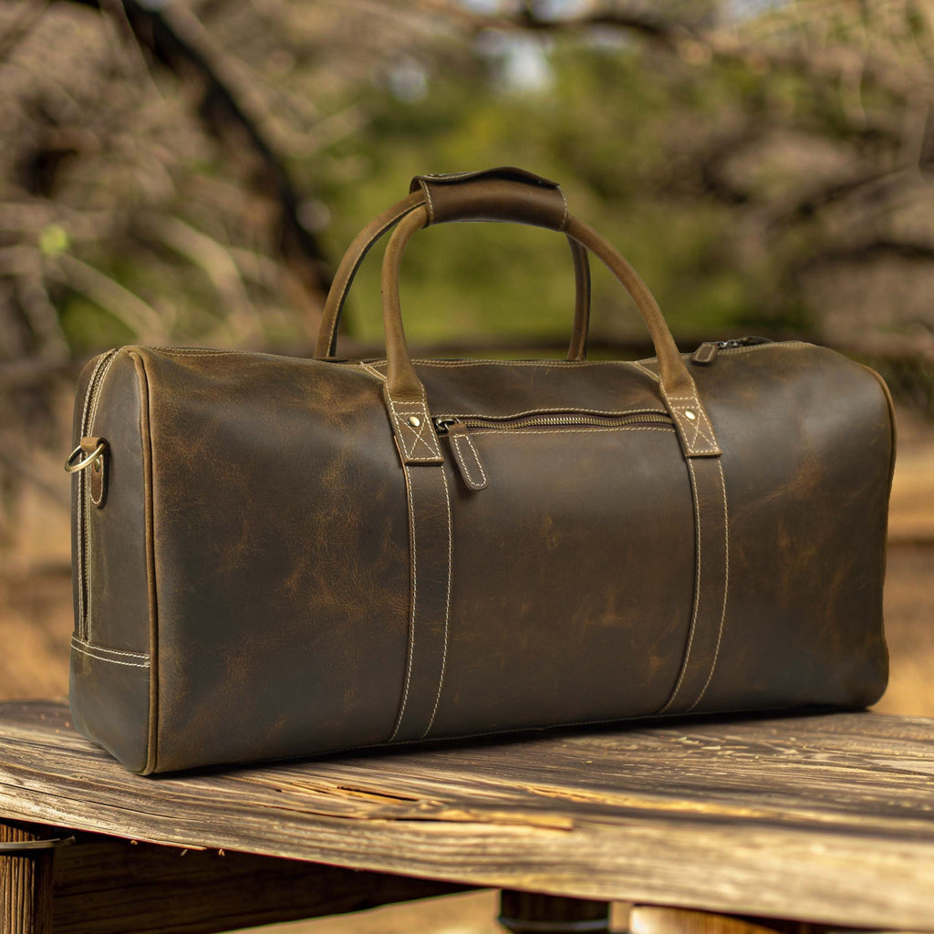 Leather Travel Duffel Bag - Mud