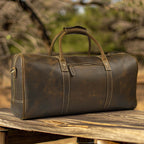 Leather Travel Duffel Bag - Mud