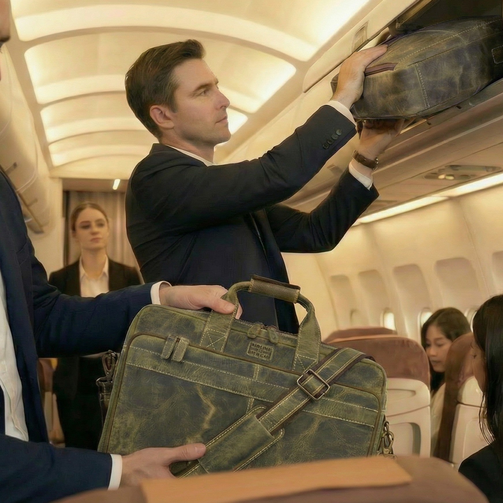 Leather Laptop Messenger Briefcase Bag - OLIVE Leather Village