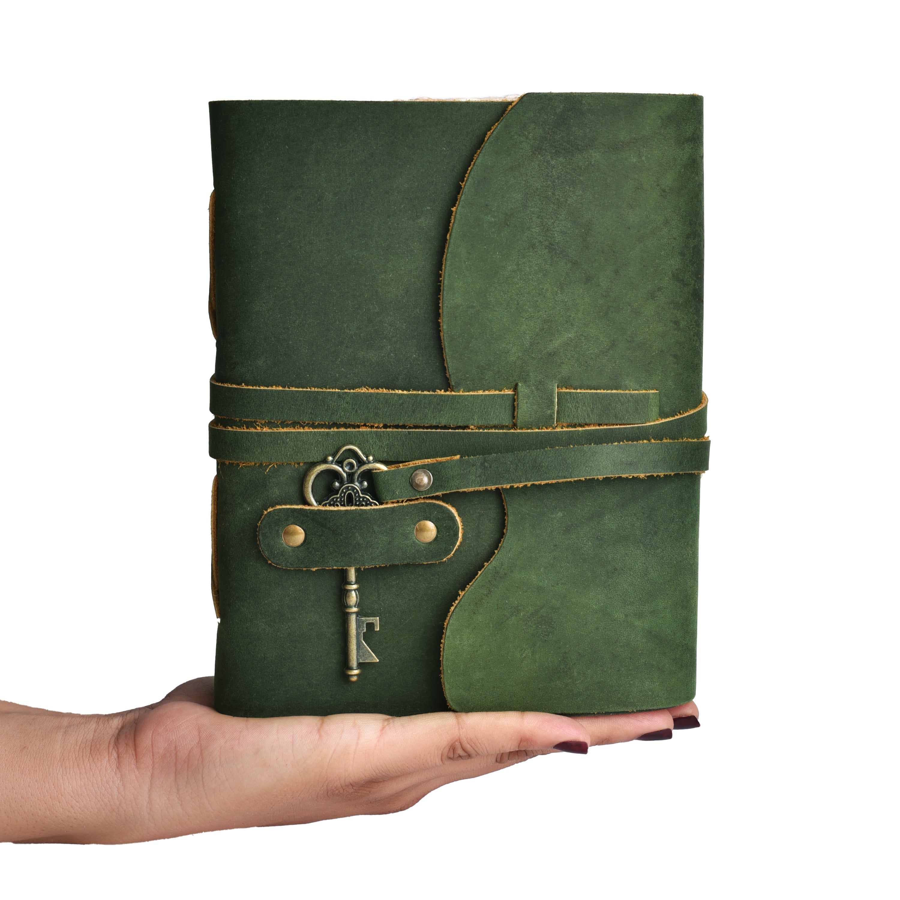 HANDCRAFTED VINTAGE LEATHER JOURNAL WITH ANTIQUE KEY - BOOK OF SHADOWS JOURNAL FOR MEN & WOMEN