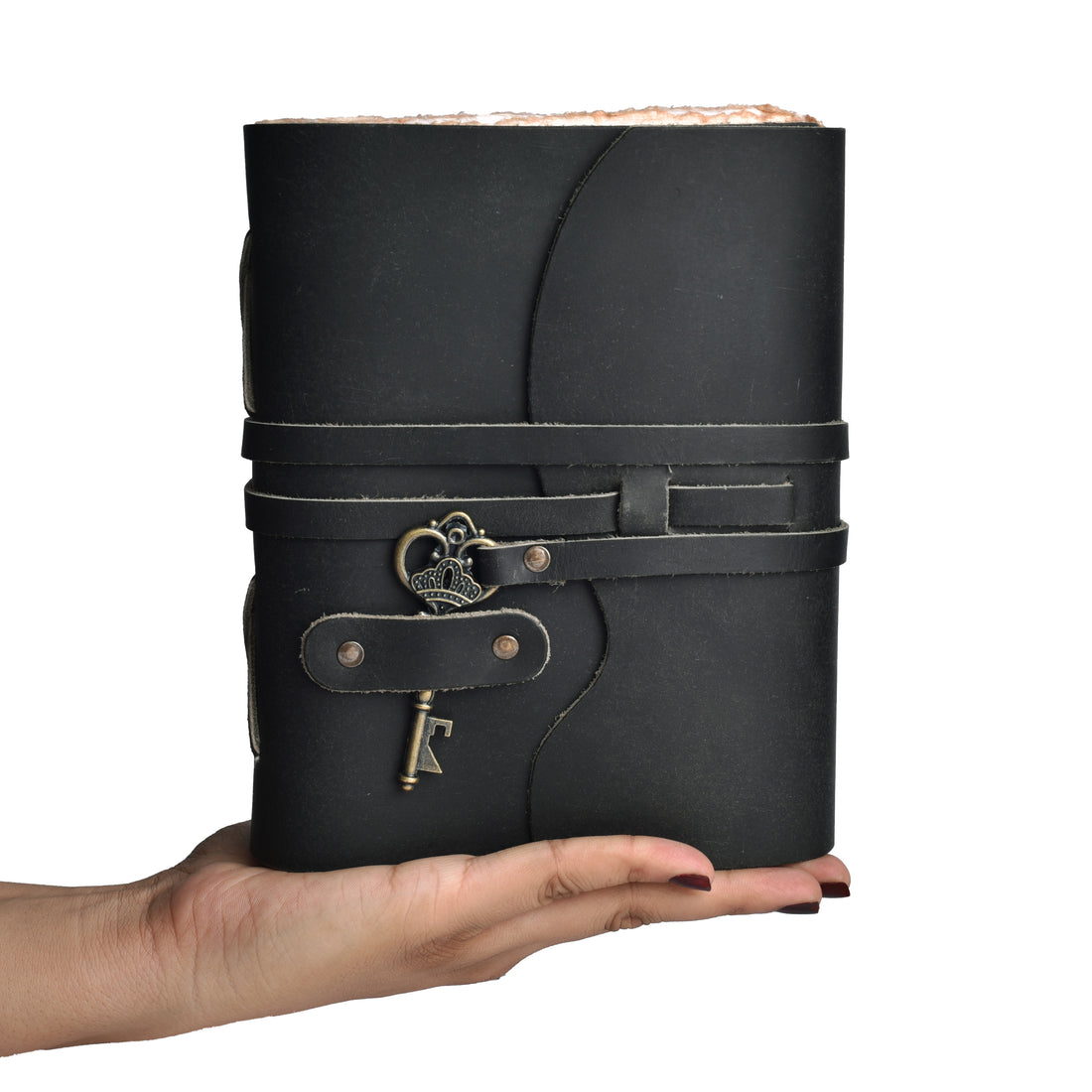 HANDCRAFTED VINTAGE LEATHER JOURNAL WITH ANTIQUE KEY - BOOK OF SHADOWS JOURNAL FOR MEN & WOMEN