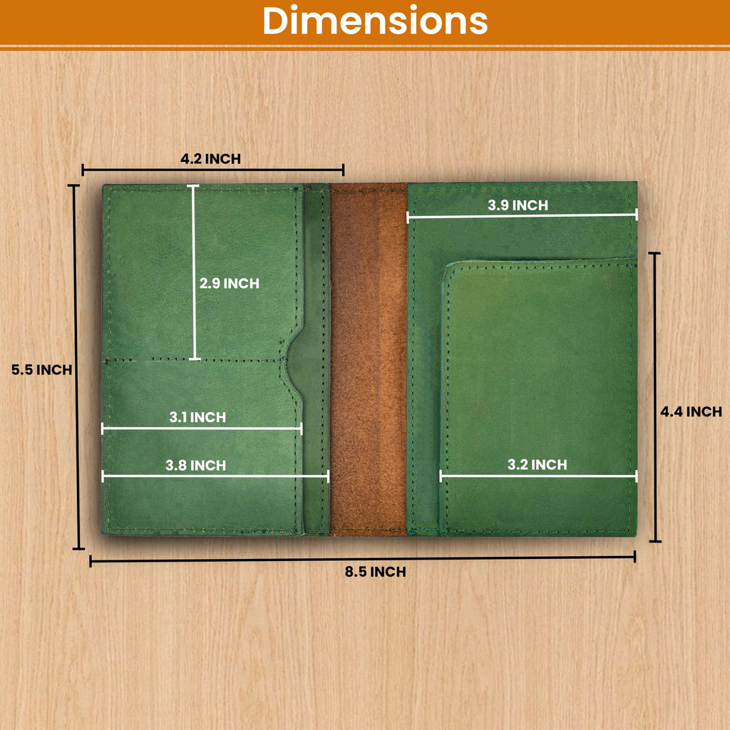 Leather Village green compact leather travel document holder