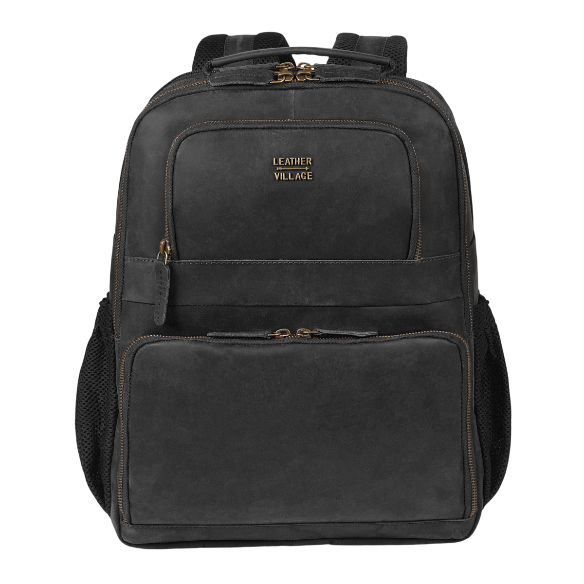 Vintage Leather Laptop Backpack Black Travel Bag