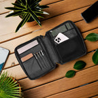 Black Leather Bible Cover with Zipper - Protective Bible Case