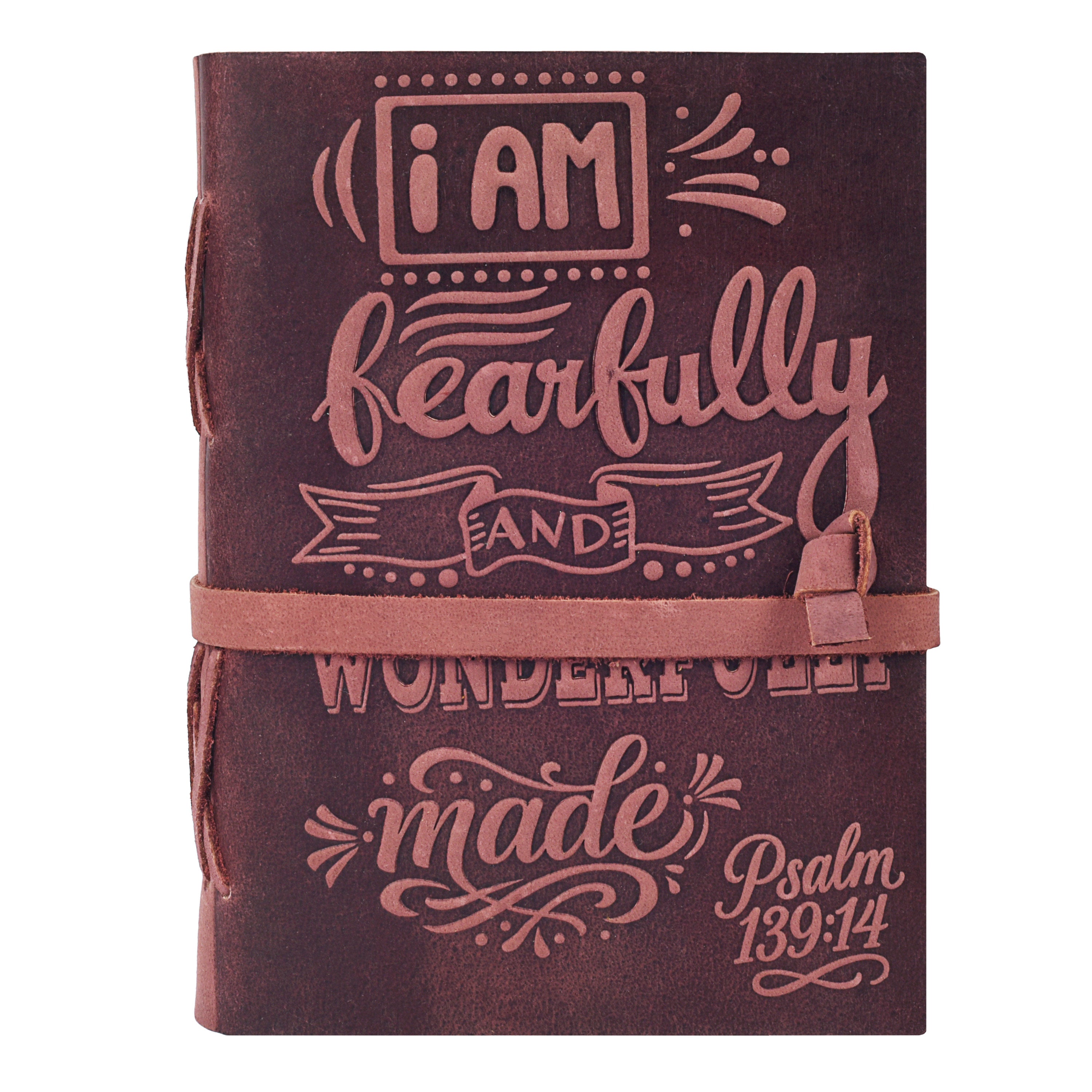 Leather Bound Handmade Christian Bible Journal - Fuchsia