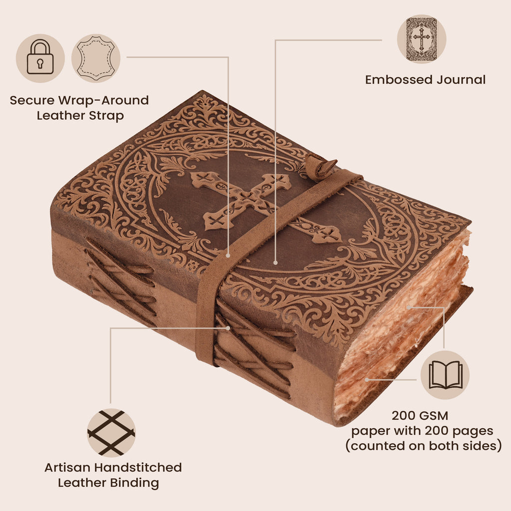 Handcrafted brown leather Bible with antique vintage finish