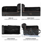 Black Carbon Fiber  Leather Toiletry Bag For Travel