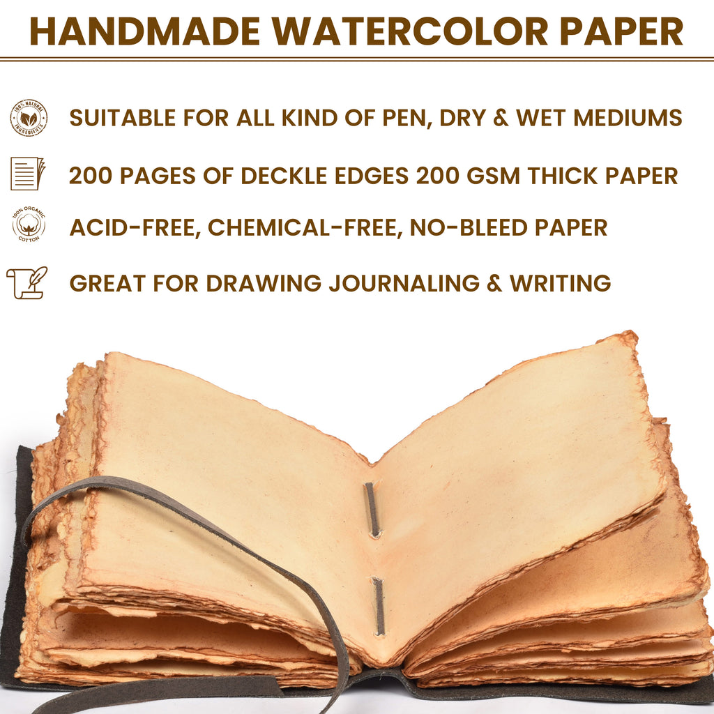Artisan leather owl notebook with wrap closure and handcrafted antique pages