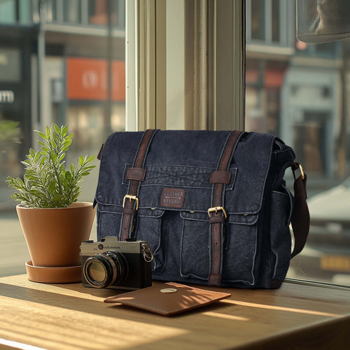 Leather Village durable canvas shoulder messenger bag for men