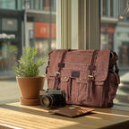 Canvas Messenger Shoulder Bag - Brown