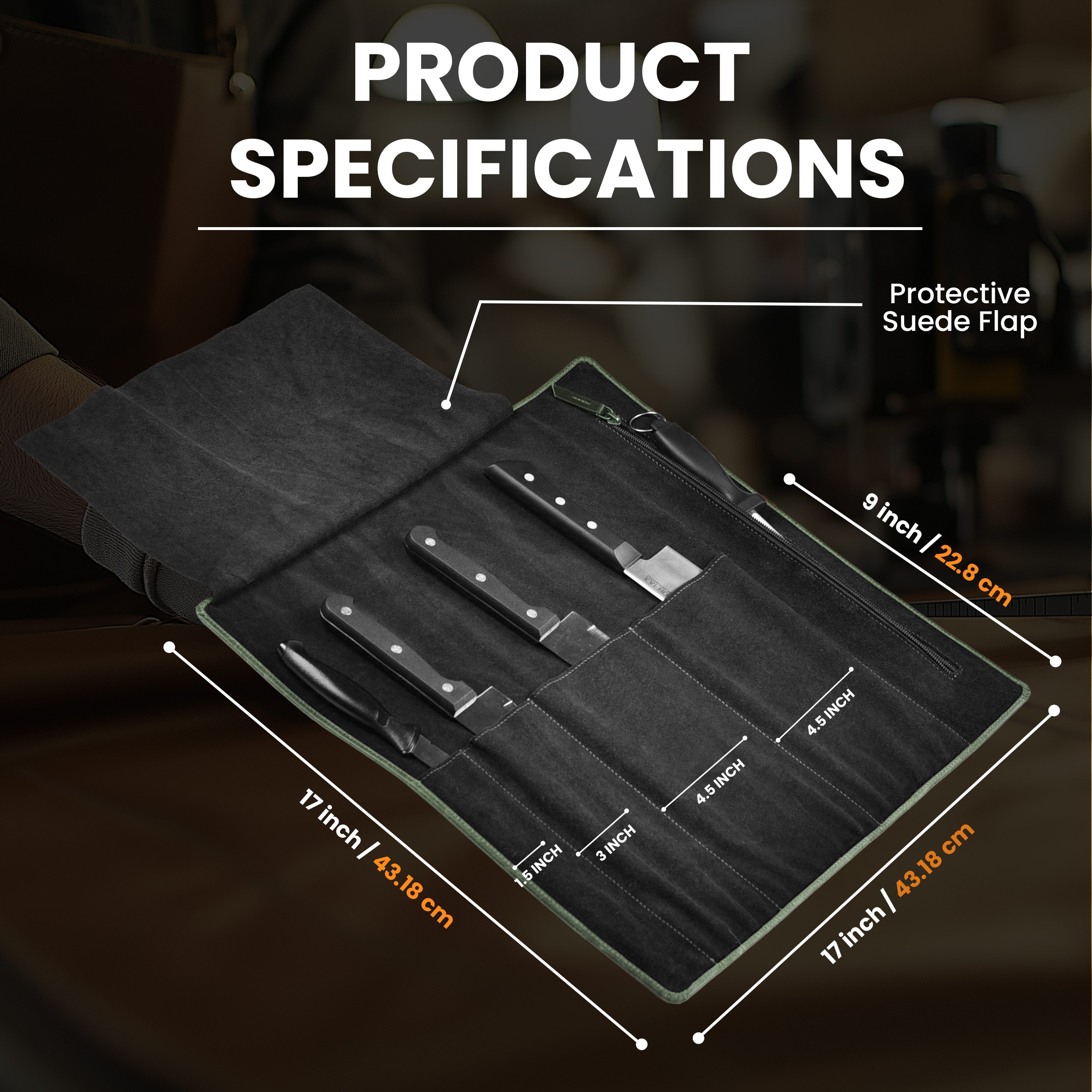 Genuine Leather Knife Roll Case - Olive Leather Village