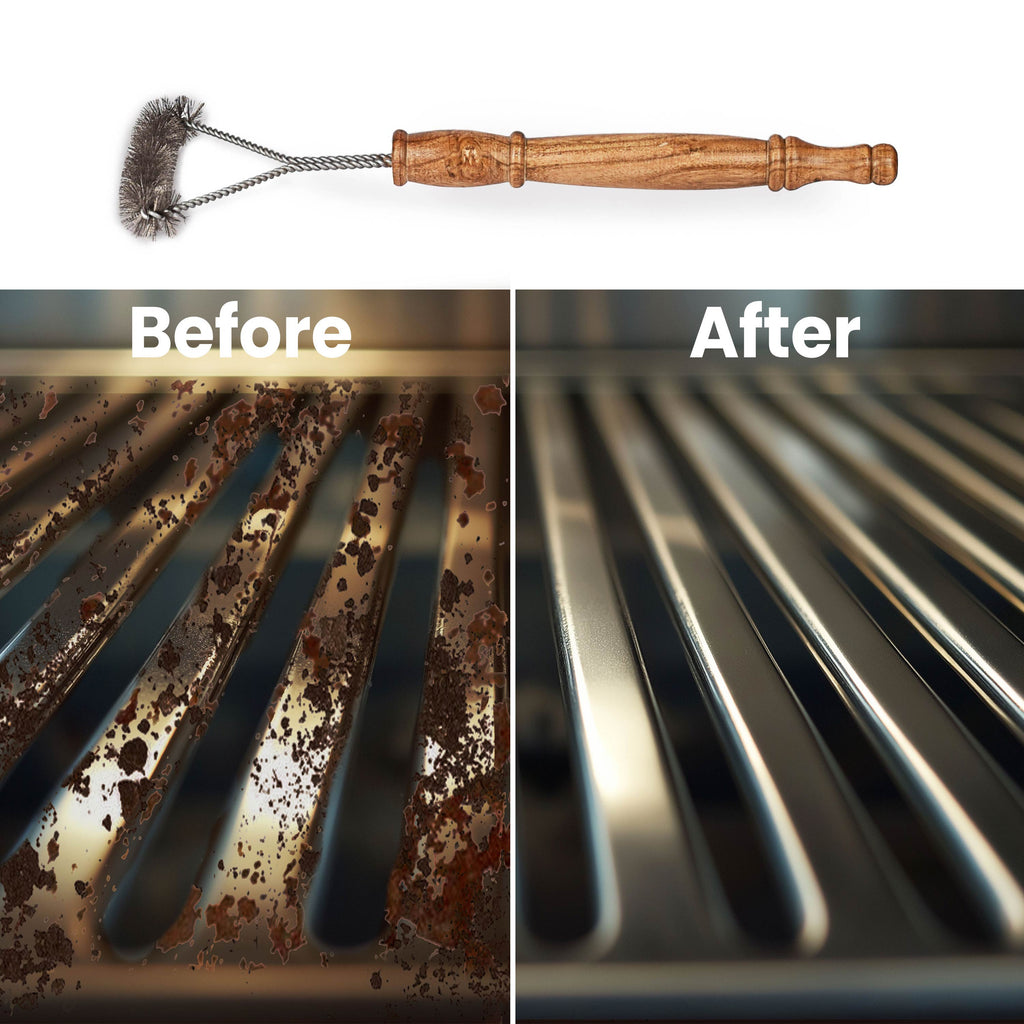 Stainless Steel Three Sided Grill Brush – BBQ Grill Cleaner for Outdoor Grills Dhampooh