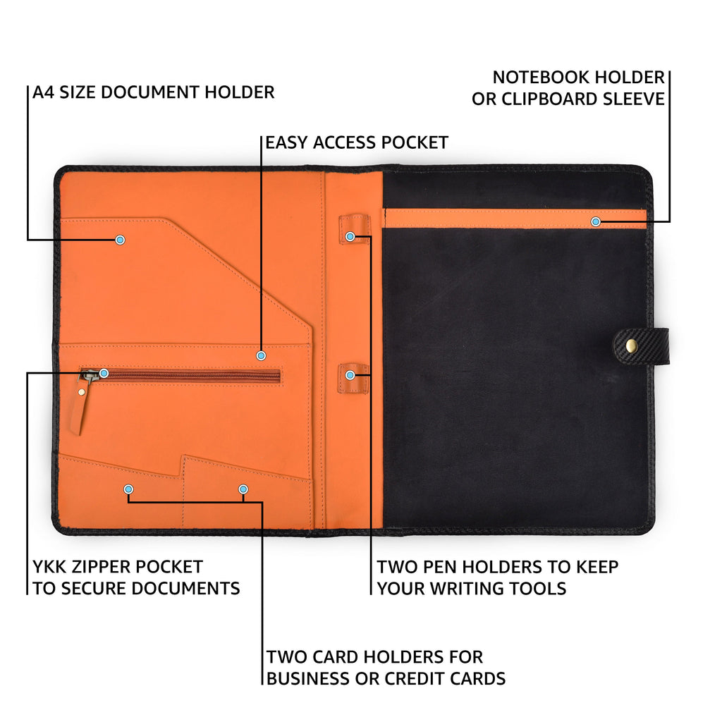 Leather Village carbon fiber leather interview padfolio case