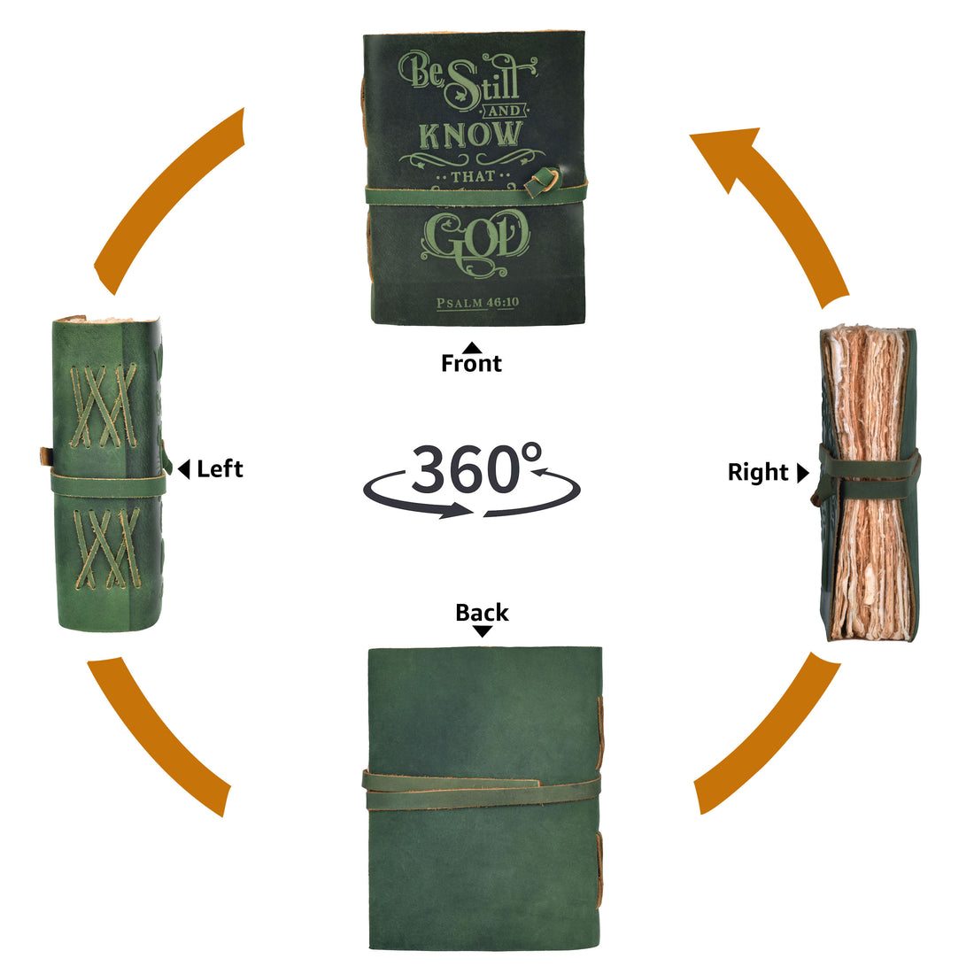 Prayer Journal Psalm 46:10 Embossed Journal Leather Bound Bible Study Journal - 200 Pages Handmade Cotton Deckle Edge Paper for Drawing, Writing & Sketching