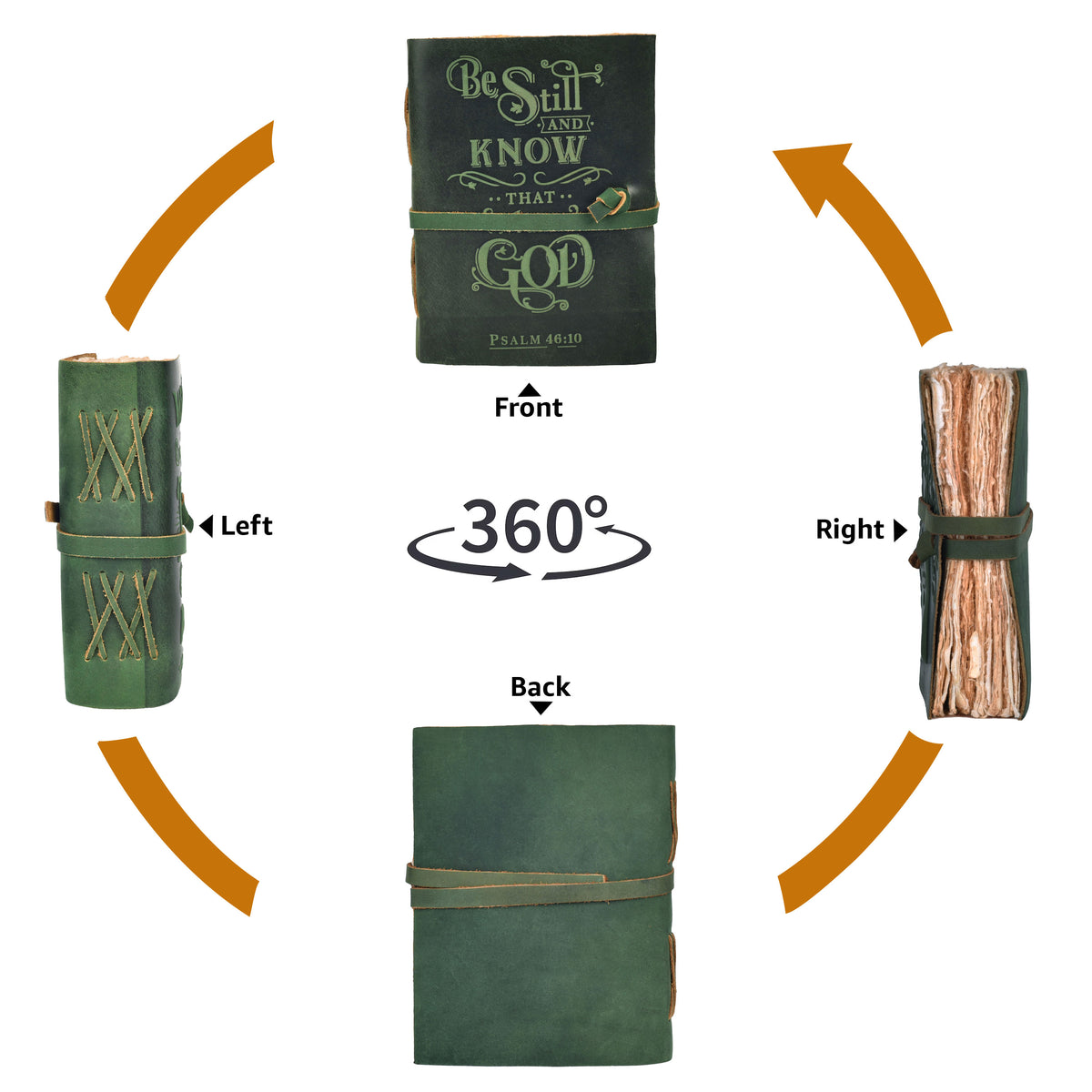 Prayer Journal Psalm 46:10 Embossed Journal Leather Bound Bible Study Journal - 200 Pages Handmade Cotton Deckle Edge Paper for Drawing, Writing & Sketching