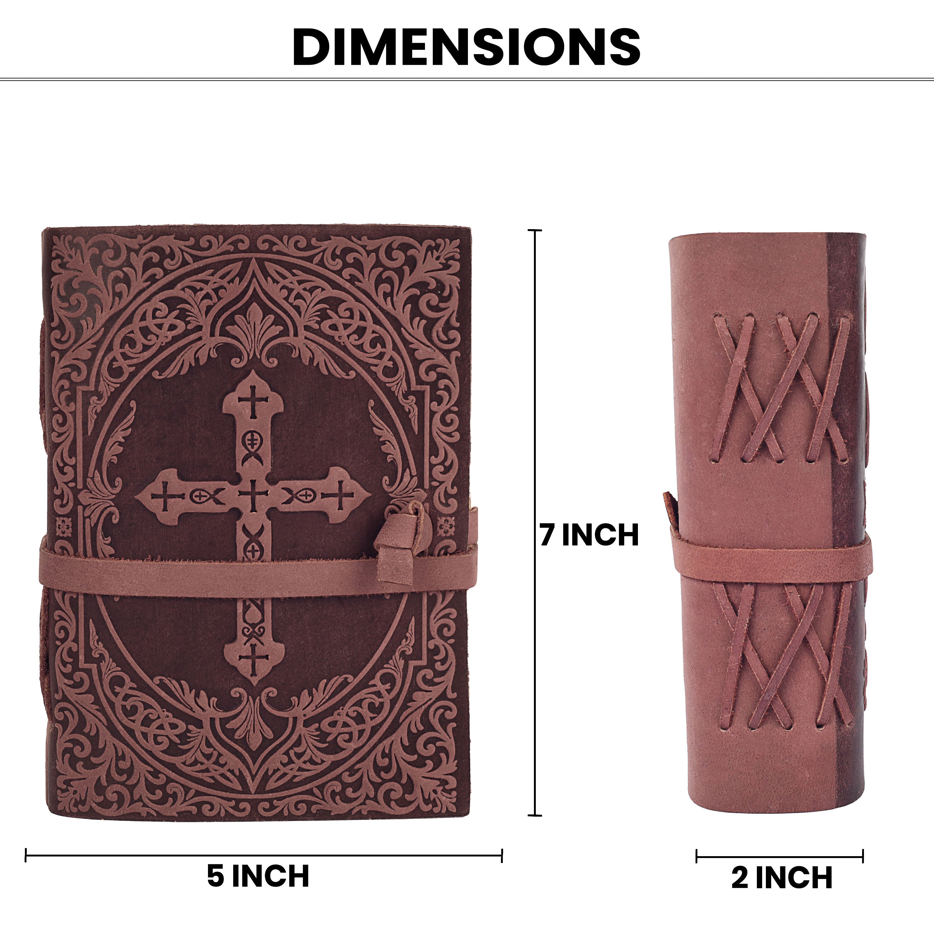Handmade Christian Cross Embossed Bible Journal - Fuchsia