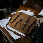 Canvas Messenger Shoulder Bag - Tan