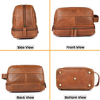 Leather Village genuine leather dopp kit with dual zipper compartments
