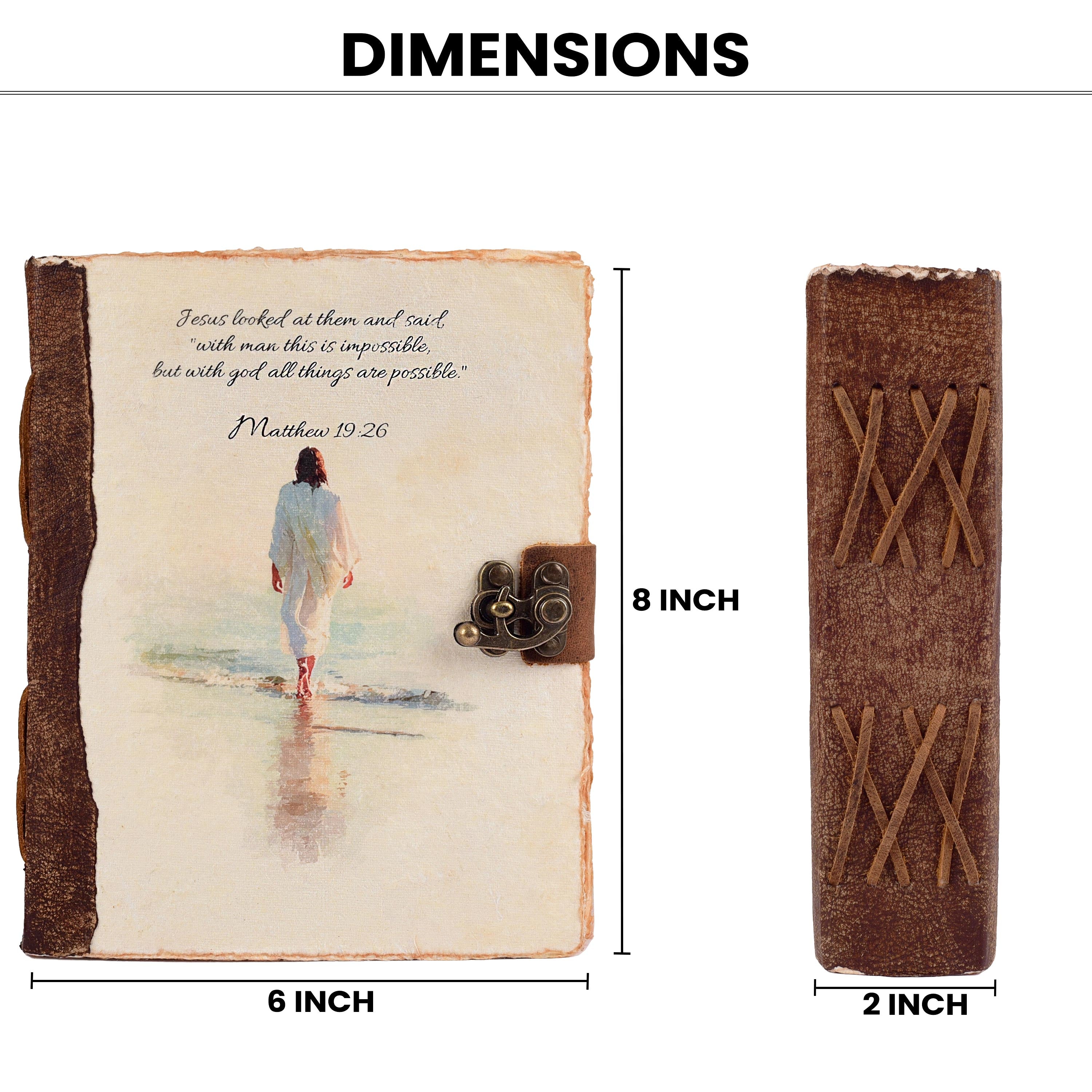 Mathew 19:26 Leather Journal