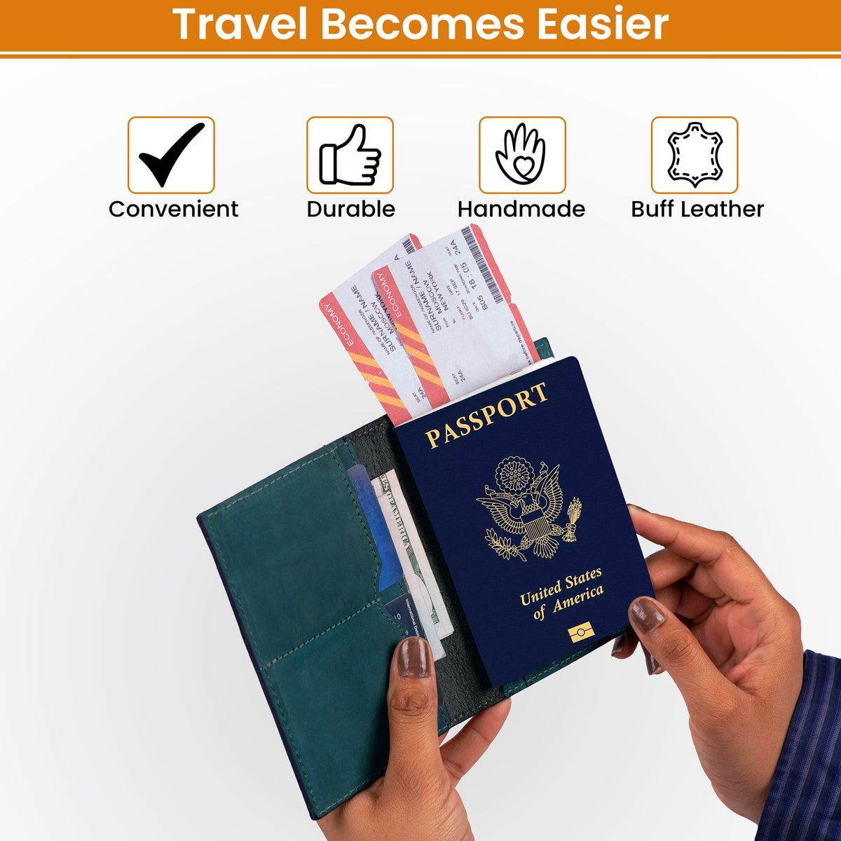 Leather Passport Holder Cover – Travel Wallet with Card Slots, Vintage Passport Case for Men & Women – Cute Organizer for Travel Accessories & Documents
