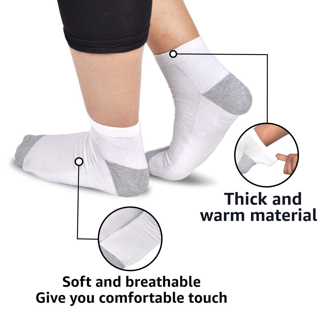 Ankle Length Anti-Slip Casual Socks for Men & Women- Stylish Comfort Fit Moisture Control- Perfect for Everyday Wear Pack of 6