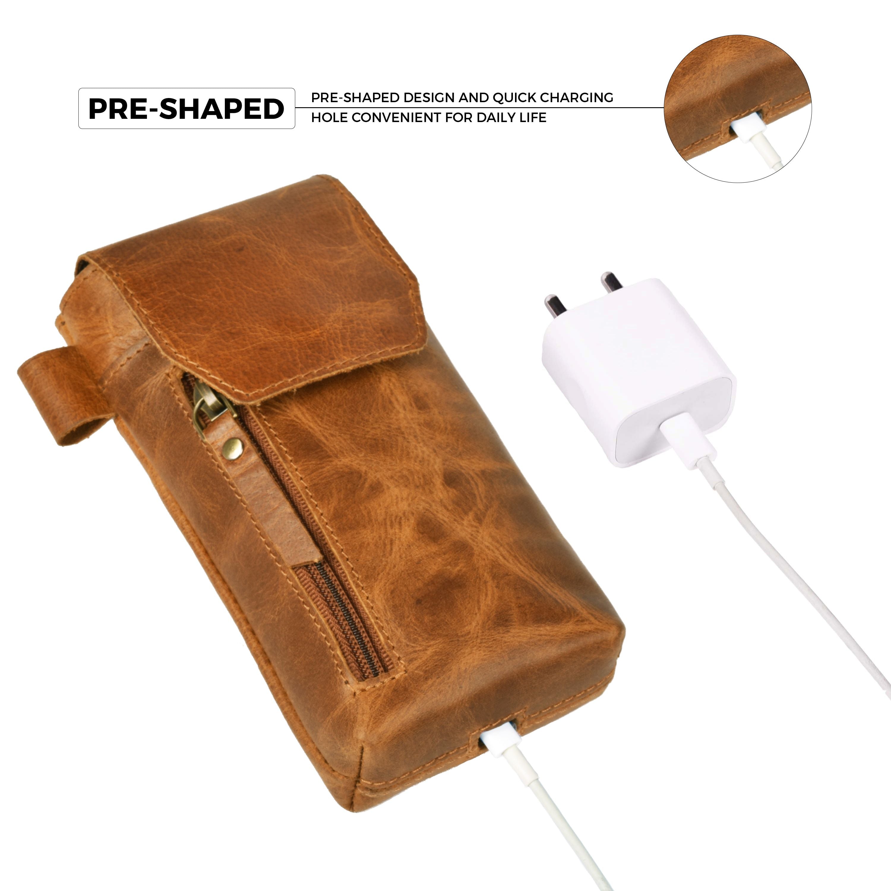 Leather Phone Holster Pouch - Tan