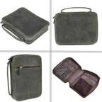 Olive Leather Bible Cover with Zipper - Protective Bible Case Leather Village