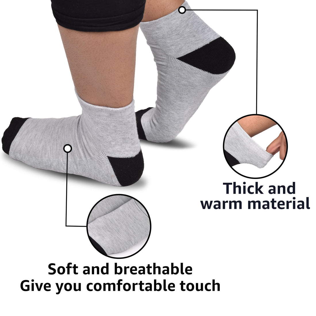 Ankle Length Anti-Slip Casual Socks for Men & Women- Stylish Comfort Fit Moisture Control- Perfect for Everyday Wear Pack of 6