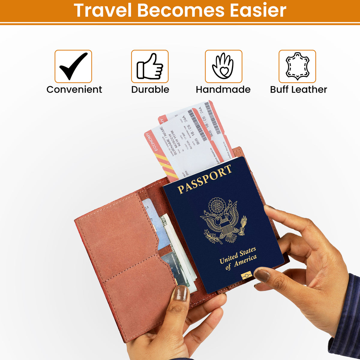 Leather Passport Holder Cover – Travel Wallet with Card Slots, Vintage Passport Case for Men & Women – Cute Organizer for Travel Accessories & Documents