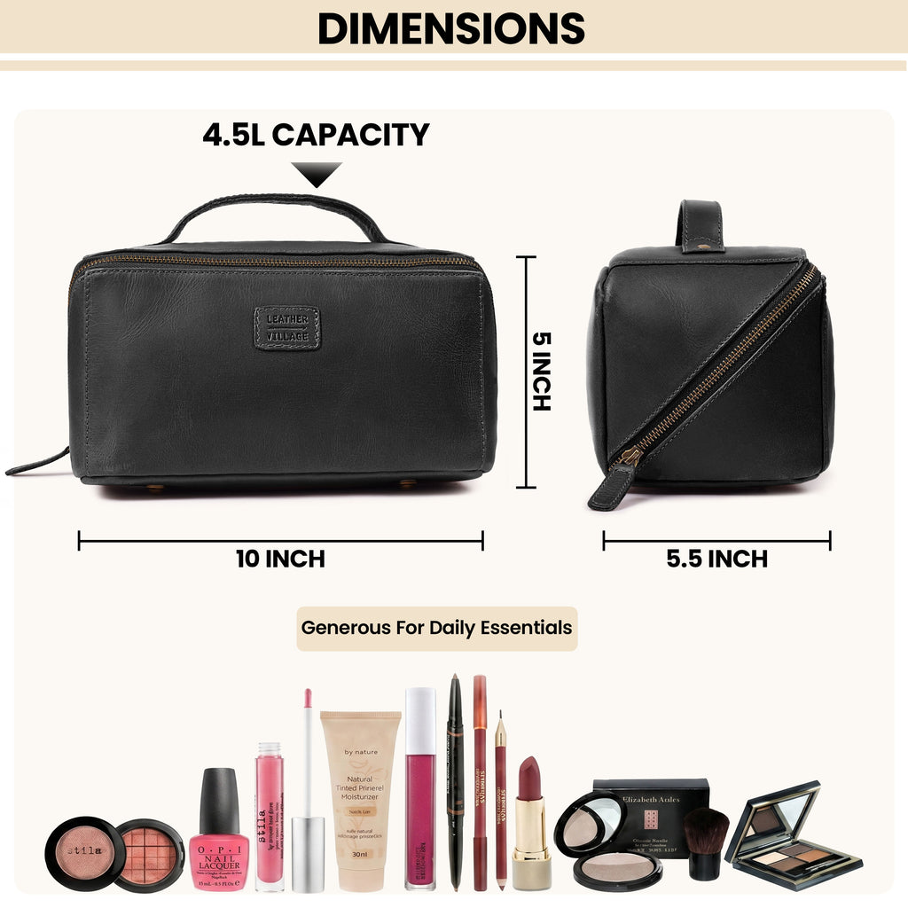 Leather Travel Cosmetic Bag for Women