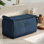 Leather Toiletry Bag for Travel - Blue