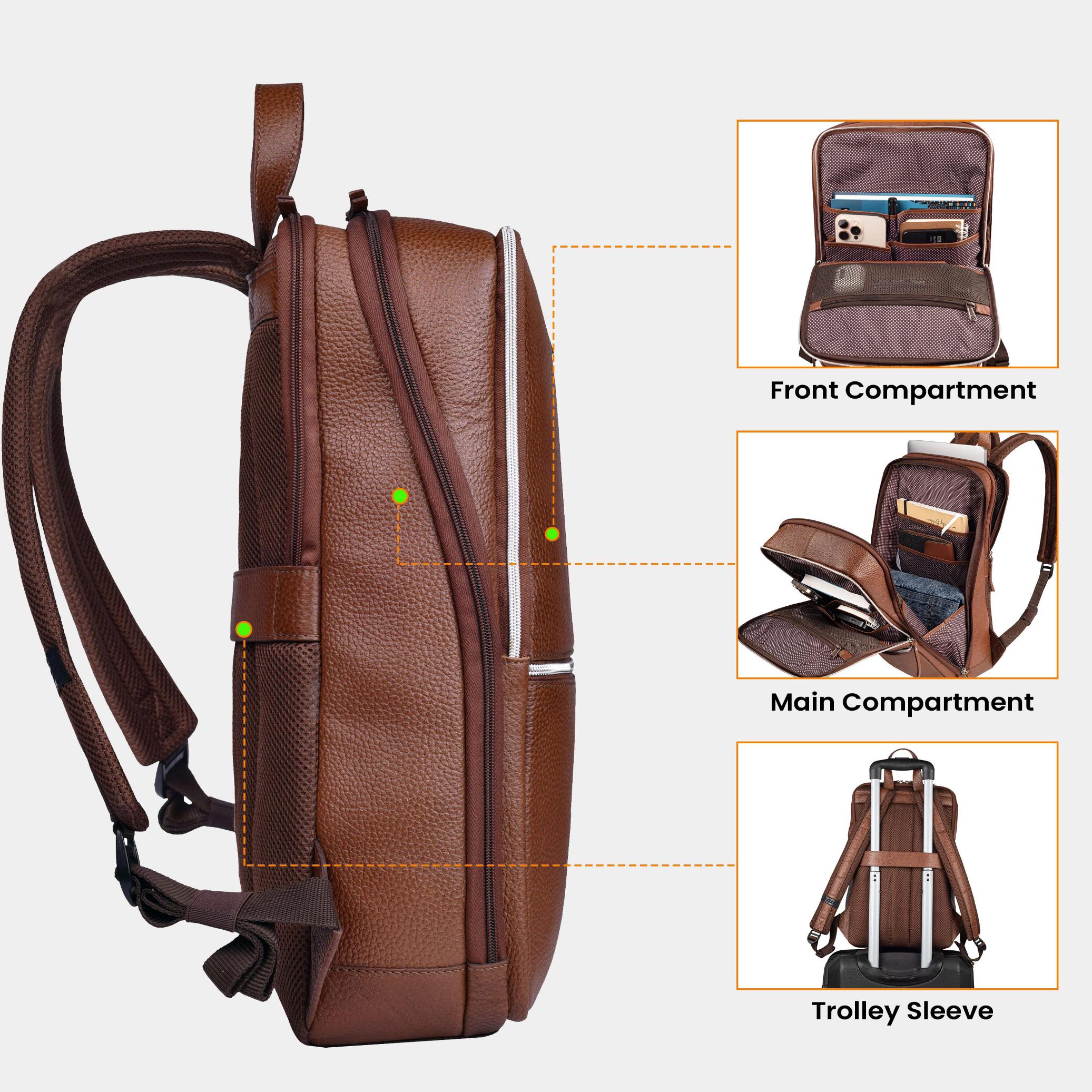 Leather Laptop Backpack for Men