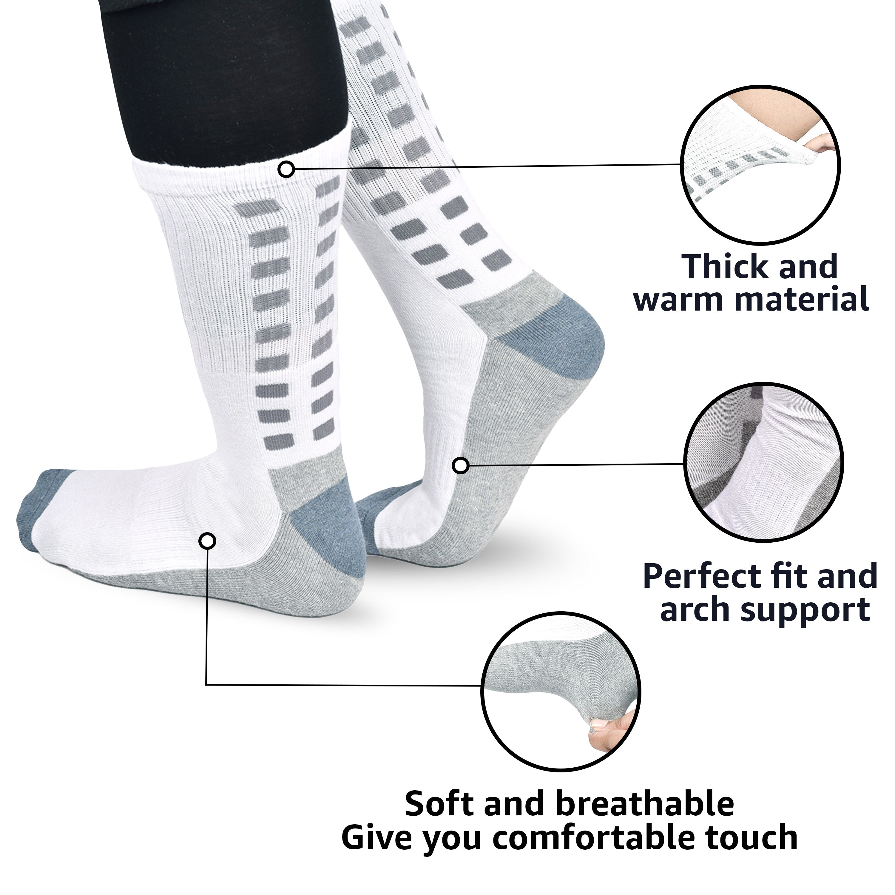 Grip Socks - Non-Slip Cushioned Comfort, Arch Support, Moisture-Wicking Running Socks for Men & Women Pack of 3