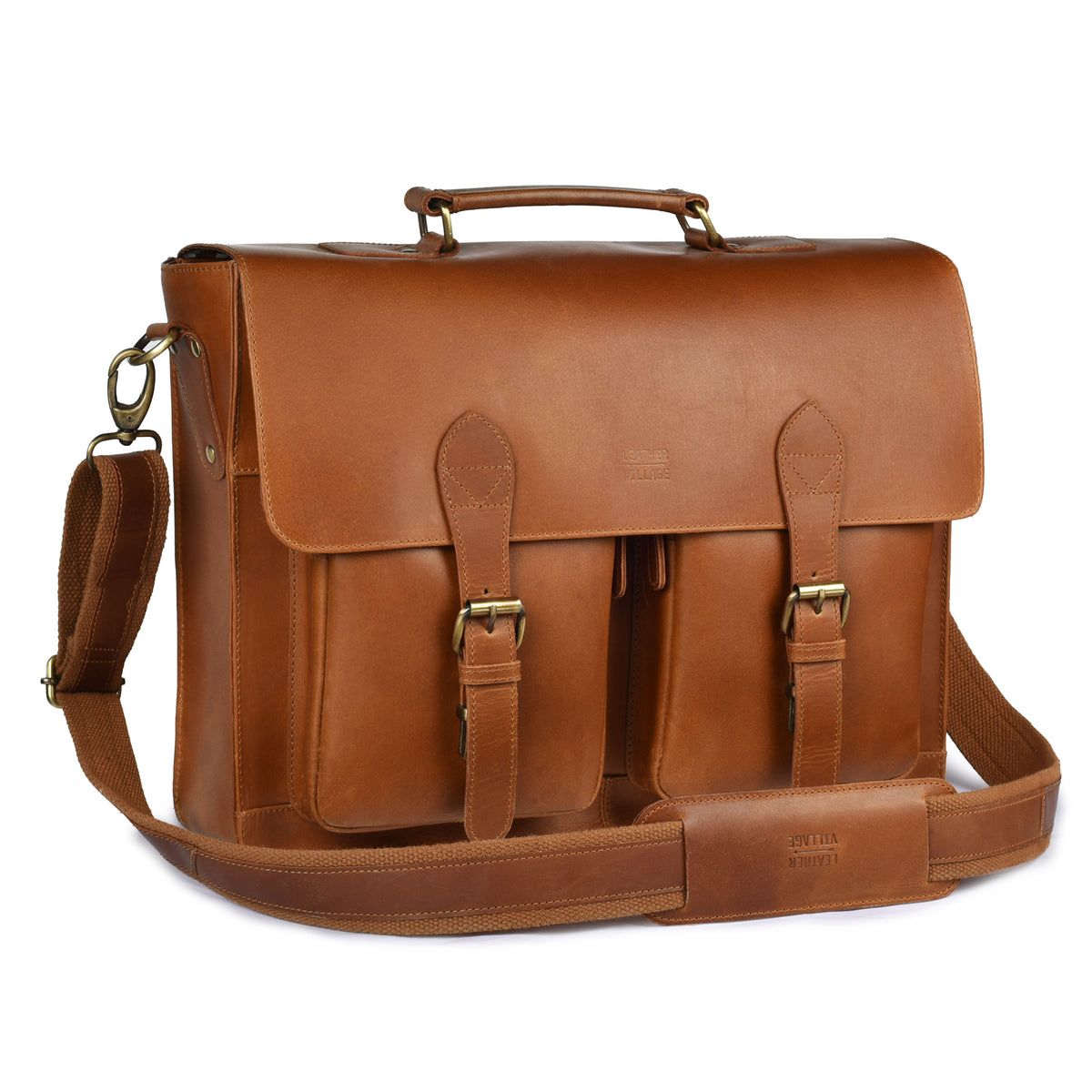 Rustic Leather Messenger Bag – 16” Handmade Vintage Laptop Satchel for Men & Women, Briefcase for Work/Travel