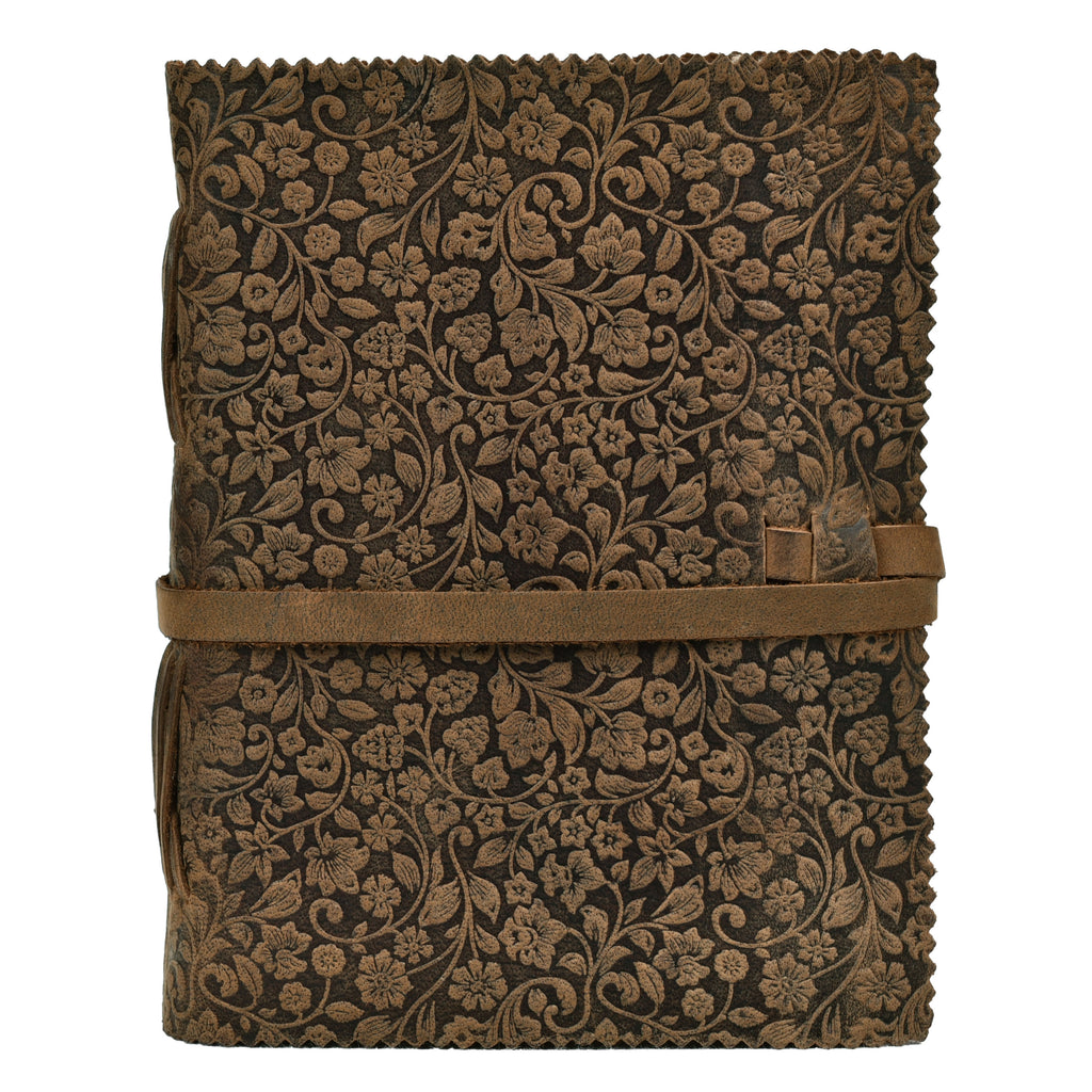 Leather Village floral design leather journal notebook book