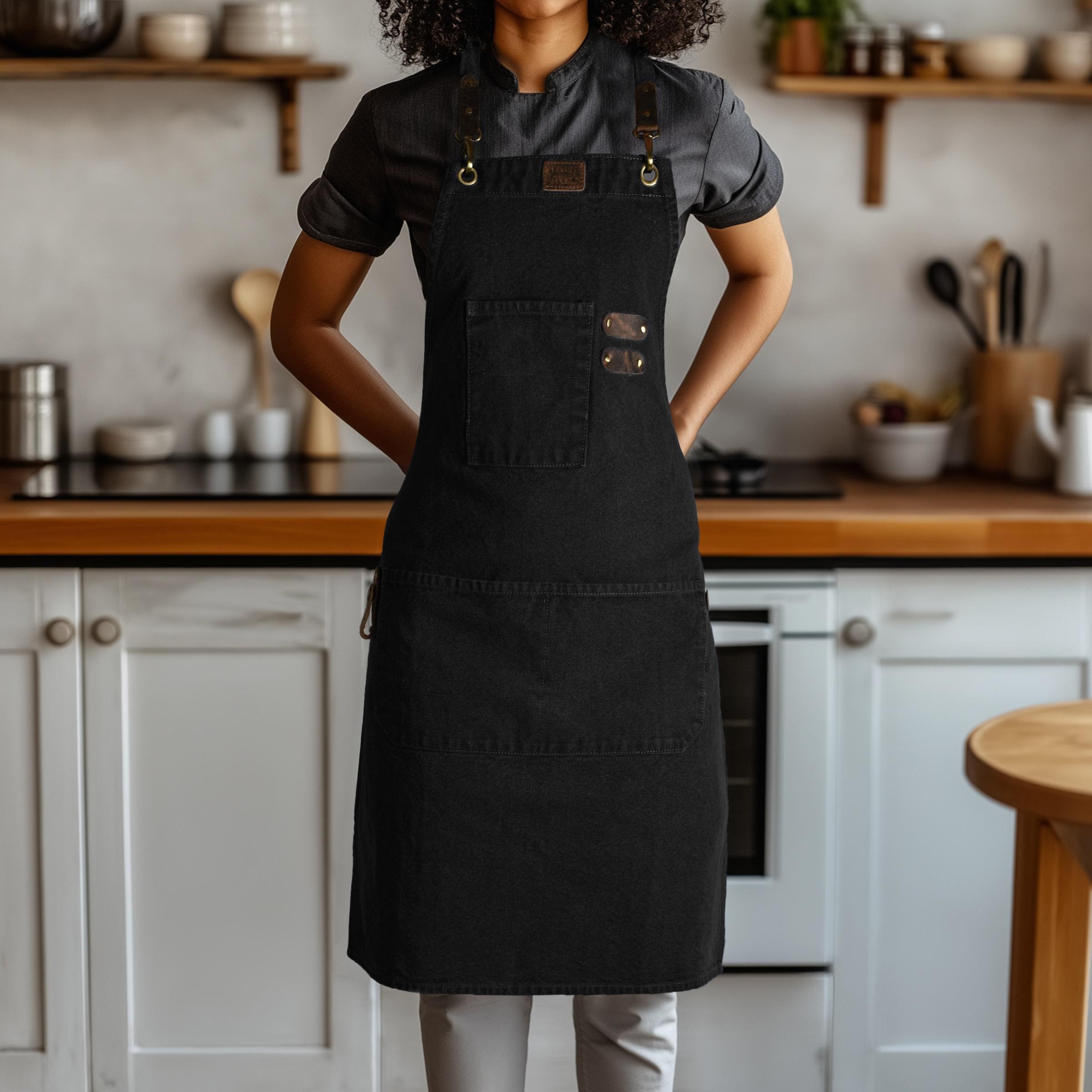 Canvas Cross-Back Work Apron for Men - Black