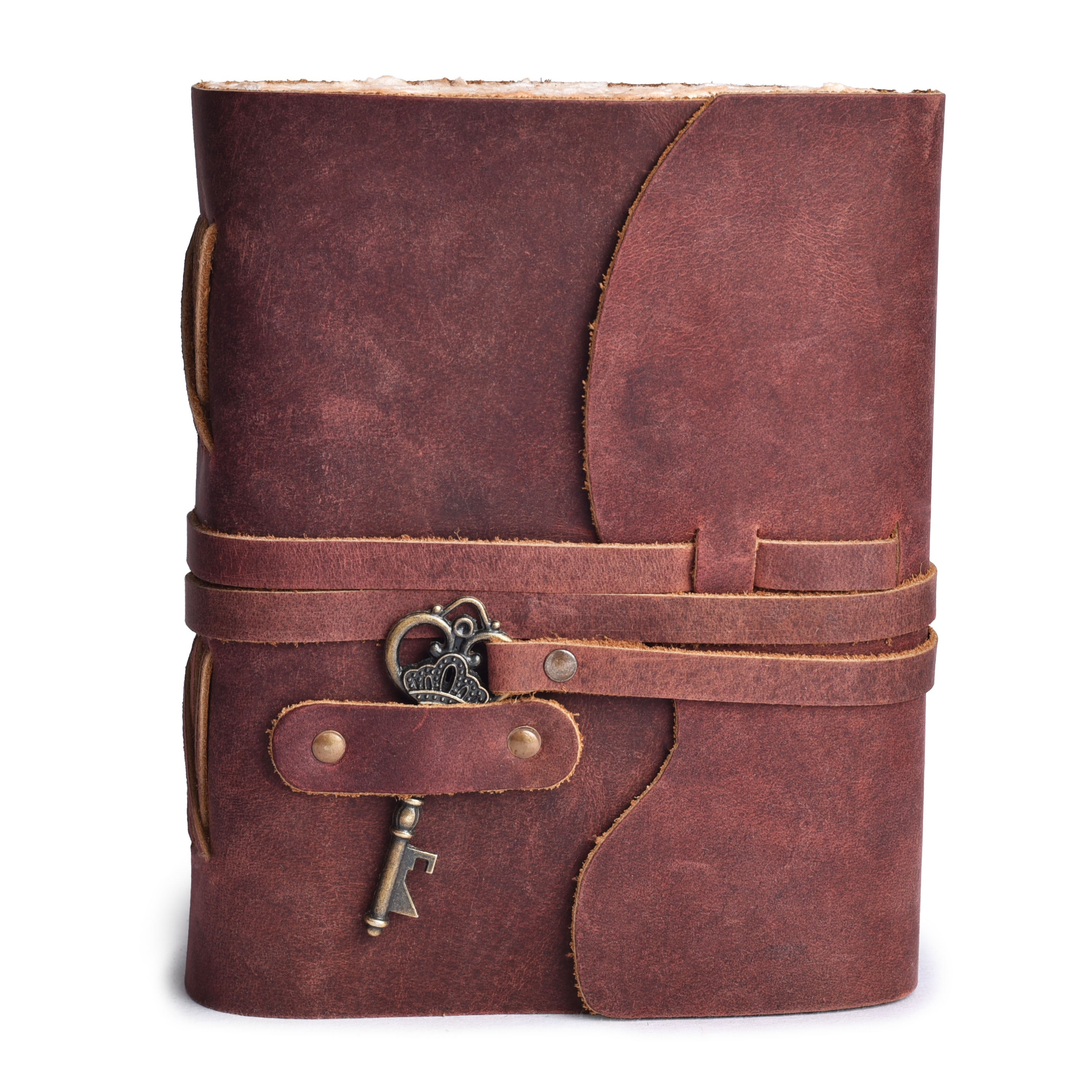 HANDCRAFTED VINTAGE LEATHER JOURNAL WITH ANTIQUE KEY - BOOK OF SHADOWS JOURNAL FOR MEN & WOMEN